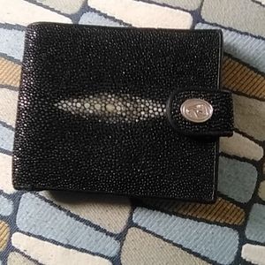 HATO HASI MENS BLACK PEBBLED LEATHER WALLET